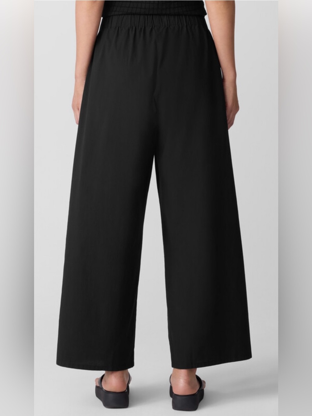 EILEEN FISHER WASHED ORGANIC COTTON POPLIN WIDE LEG PANTS, SIZE M. - Picture 2 of 14